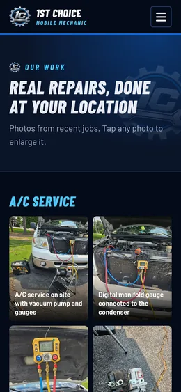 Our Work page, mobile view