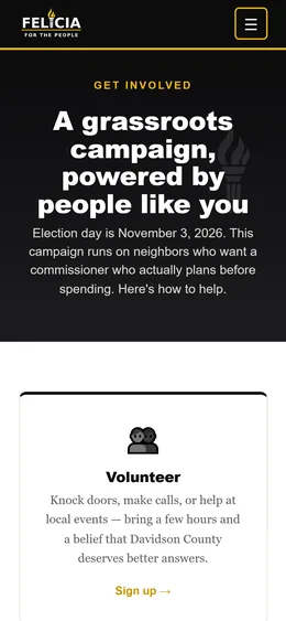Get Involved page, mobile view
