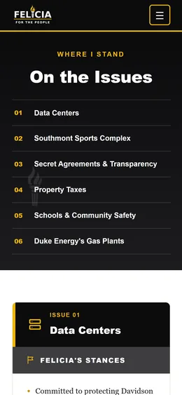 Issues page, mobile view