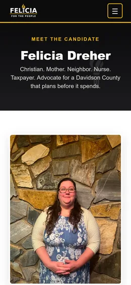 Meet Felicia page, mobile view
