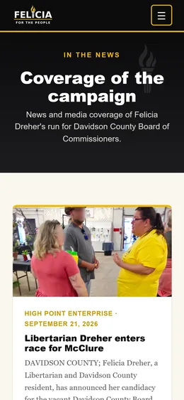 News page, mobile view