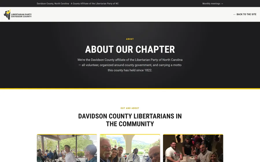 About page of the Libertarian Party of Davidson County website, desktop view