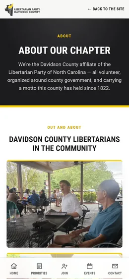 About page, mobile view