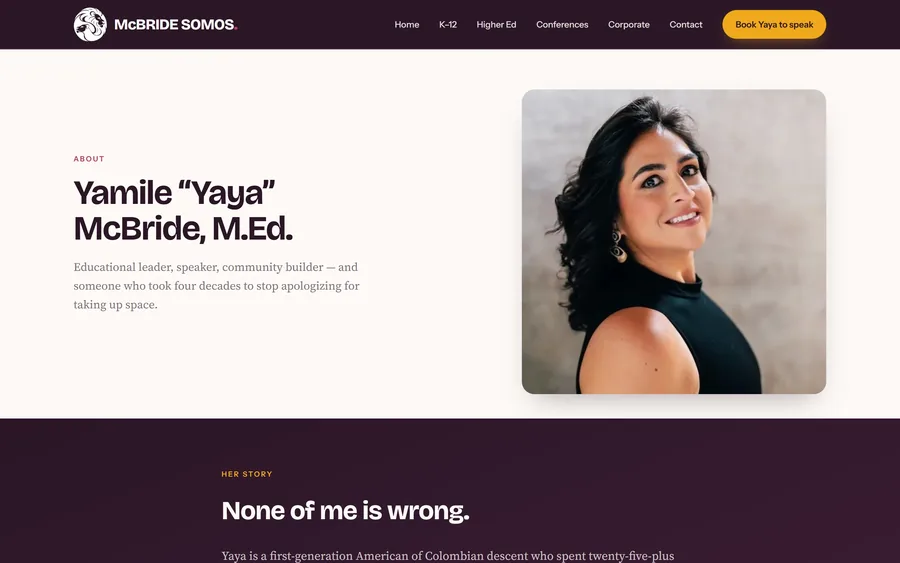About page of the McBride SOMOS website, desktop view