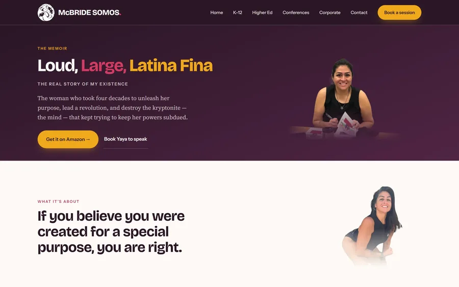 The Book page of the McBride SOMOS website, desktop view