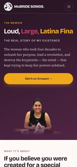 The Book page, mobile view
