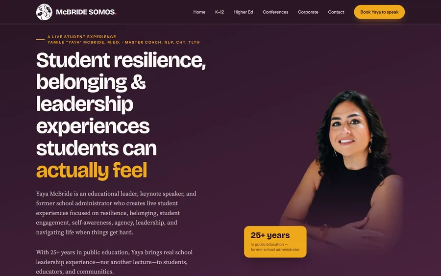 K-12 Schools page of the McBride SOMOS website, desktop view