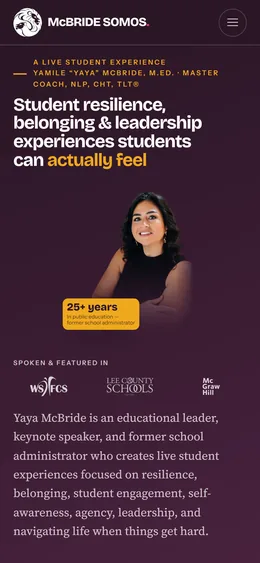 K-12 Schools page, mobile view