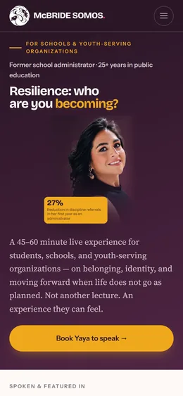 Speaking page, mobile view